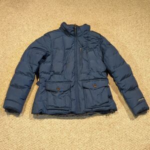 Eddie Bauer Goose Down Puffer Jacket Coat Womens PL Blue Quilted Winter Snow